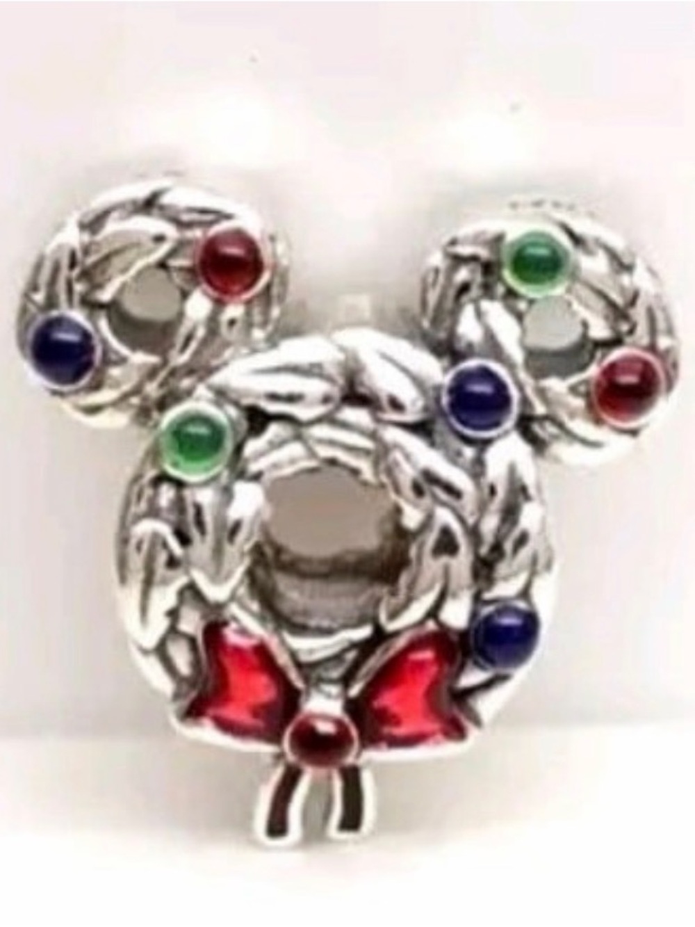 Pandora Disney Mickey Mouse Christmas Wreath Charm – Sterling Silver – Retired